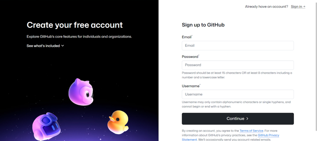 log into github