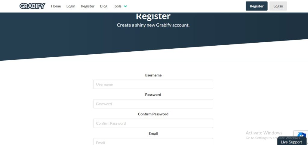 create an account on grabify