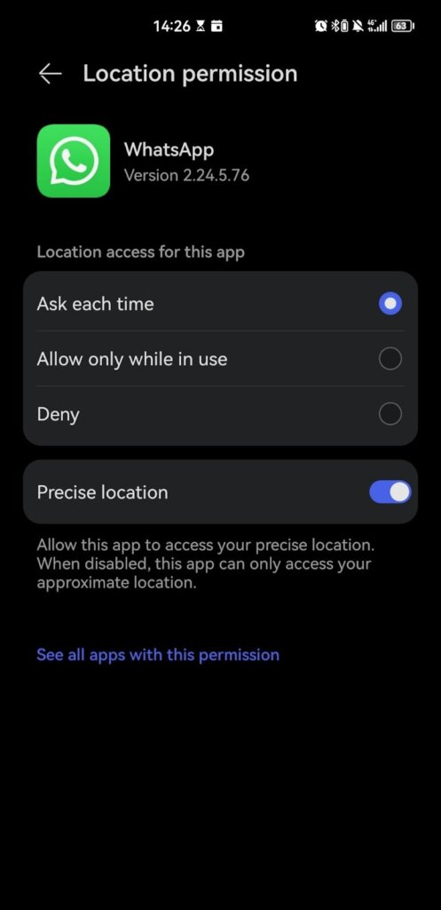 choose location permission