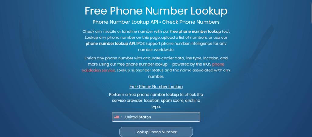 ipqs phone number lookup